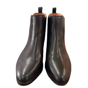 Elegant Black Slip-On Ankle Boots Block Heel Size 8.5 Workwear Minimalist J.Crew